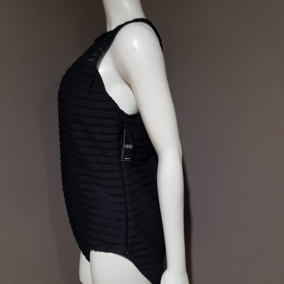 Lauren Ralph Lauren Plus Size Shadow Stripe OnePiece Swimsuit Ottoman Stripe 22W - Picture 3 of 12